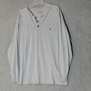 Carhartt Light Gray Long Sleeve Henley Men's Size XL TALL